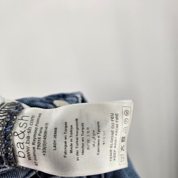 Ba&sh Jeans Blue Medium Wash Mid-Rise Straight Tapered Ankle Crop Denim Size 2 - Picture 5 of 7